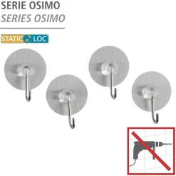 Outlet Wenko Static-Loc Nickelhaken Osimo 4er Set