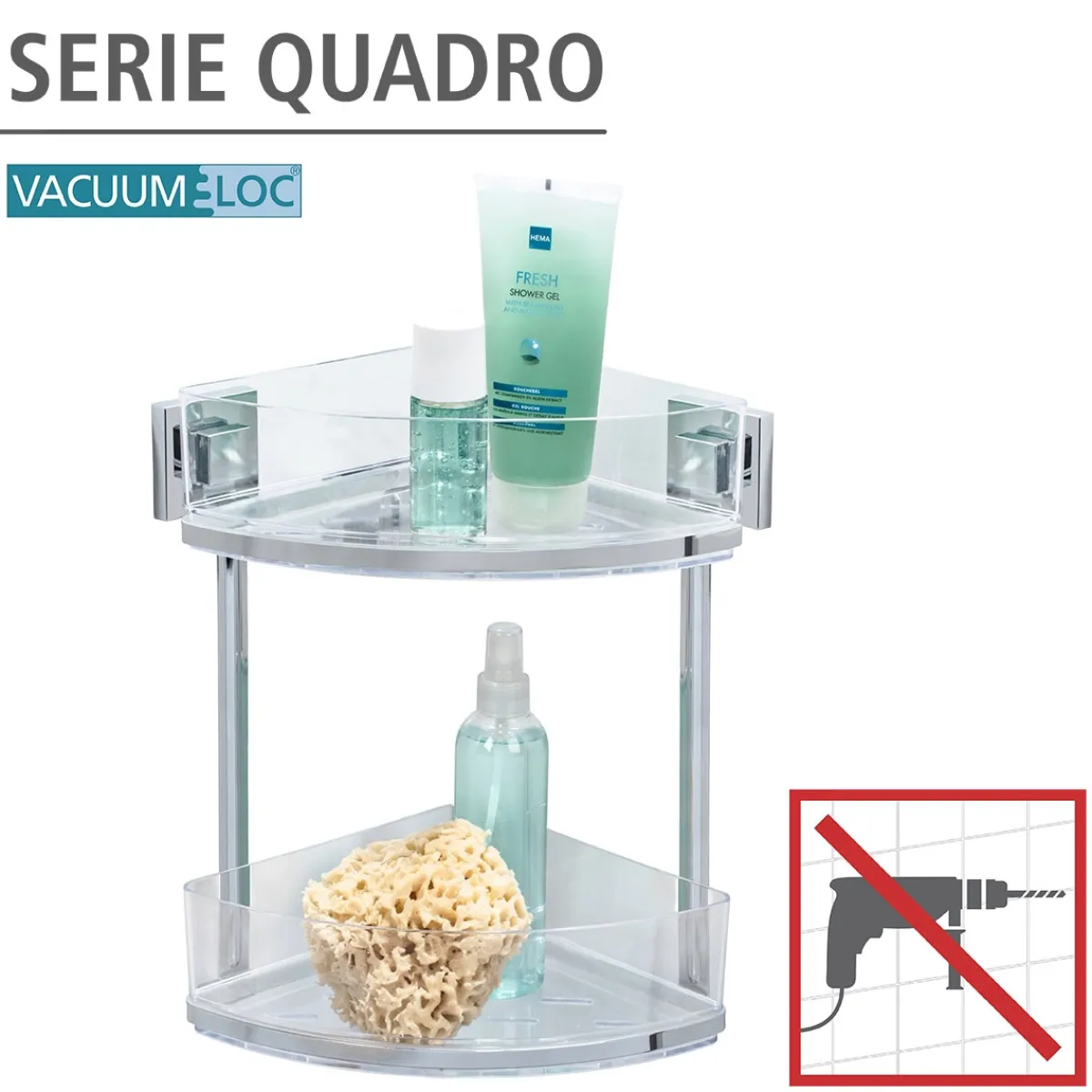 Online Wenko Vacuum-Loc Eckregal Quadro 2 Etagen