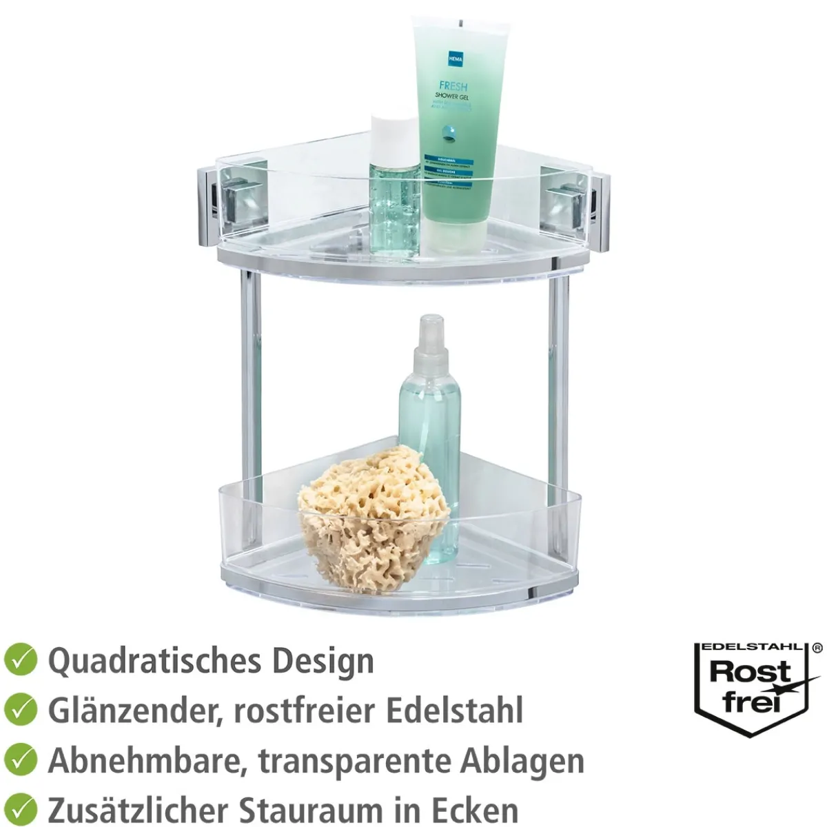 Online Wenko Vacuum-Loc Eckregal Quadro 2 Etagen