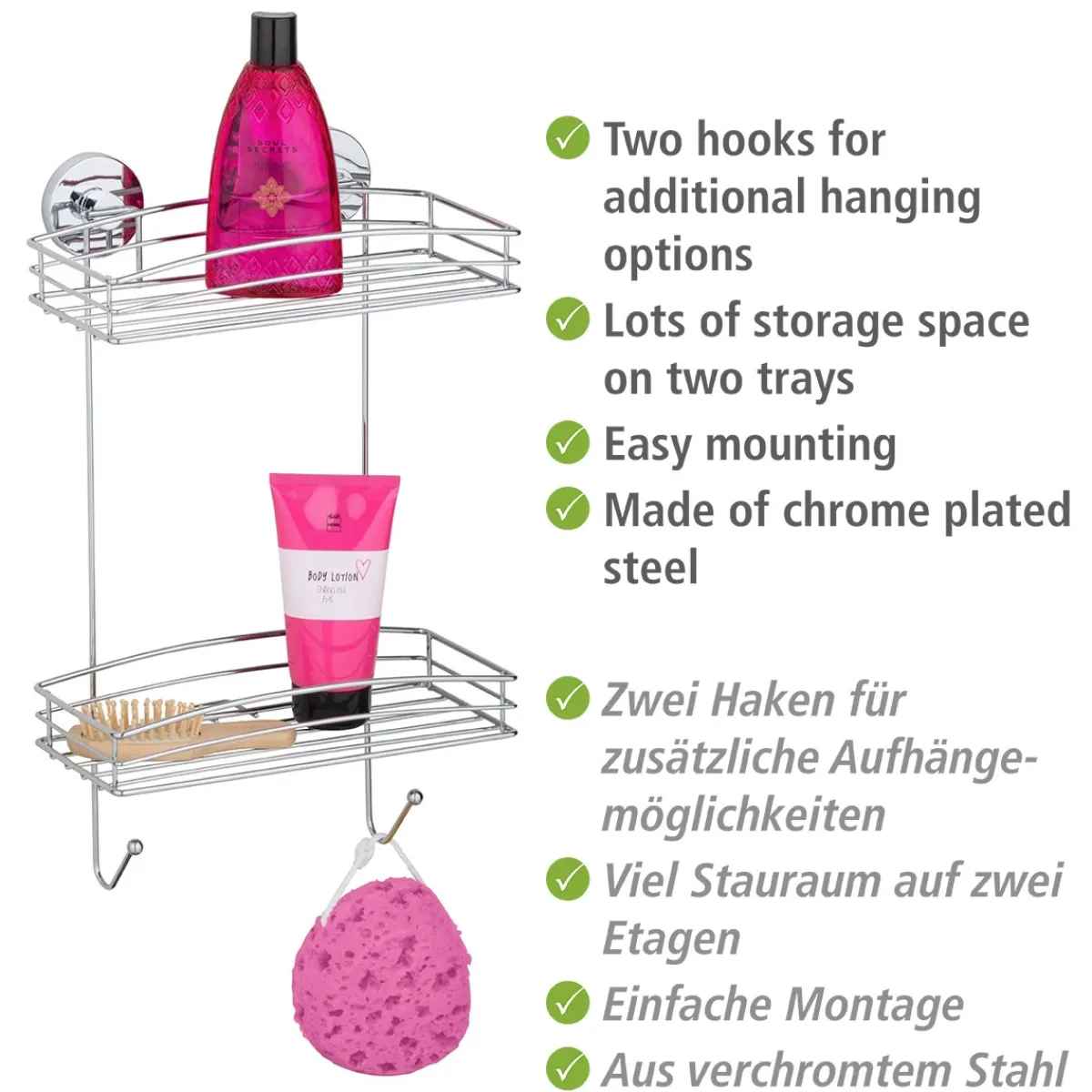 Clearance Wenko Vacuum-Loc Wandregal 2 Etagen