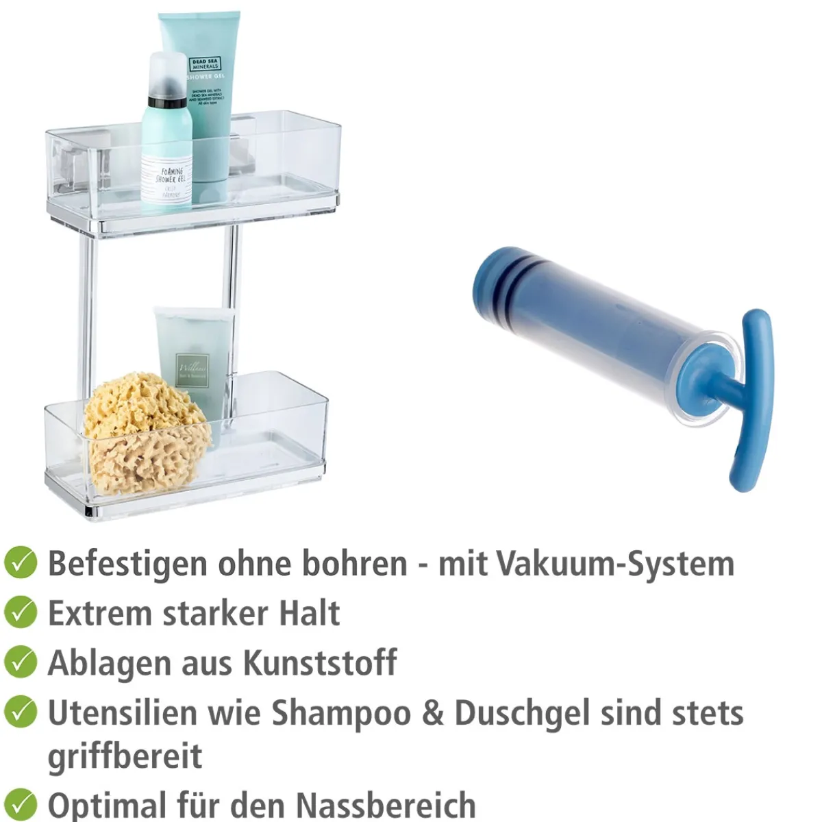 New Wenko Vacuum-Loc Wandregal Quadro 2 Etagen