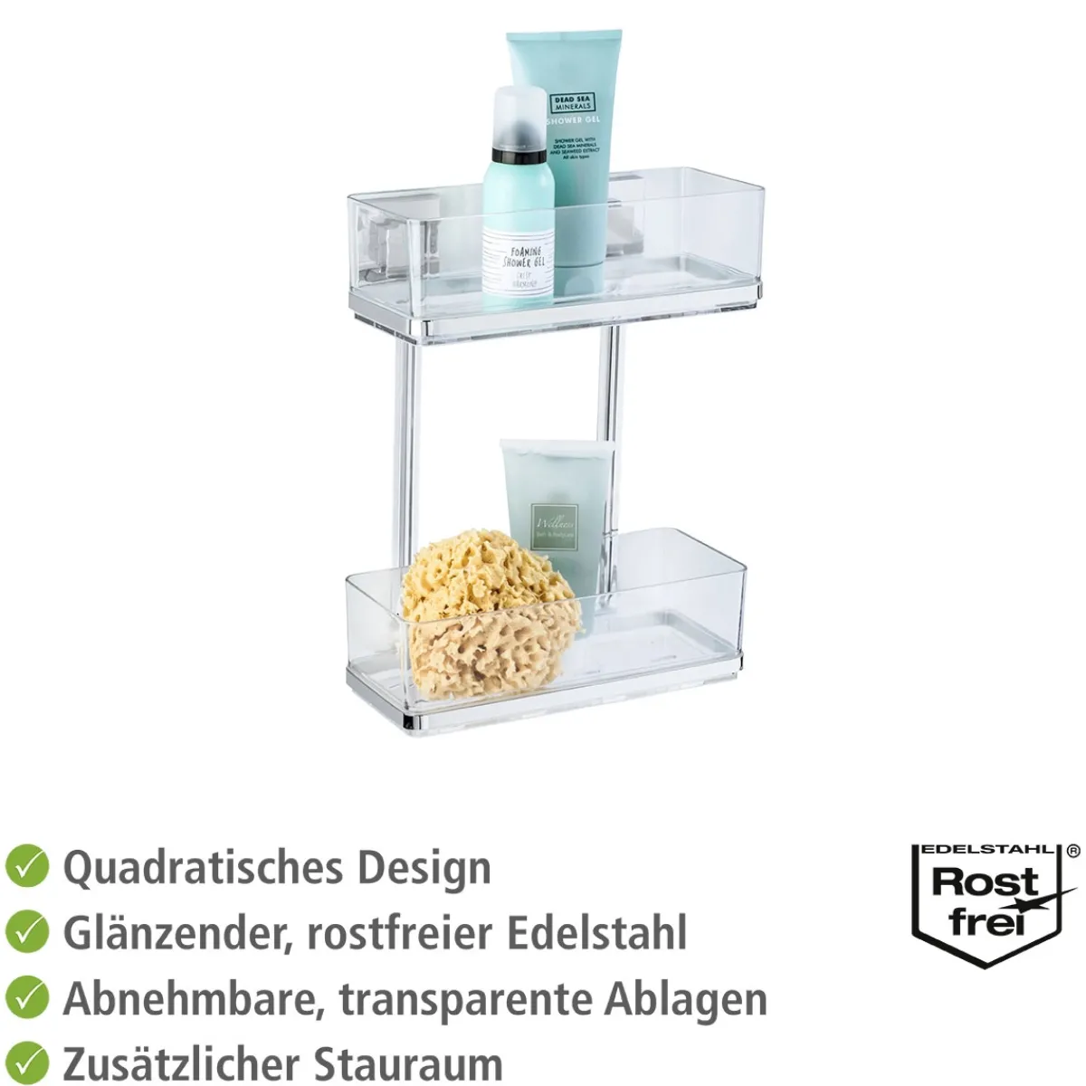 New Wenko Vacuum-Loc Wandregal Quadro 2 Etagen
