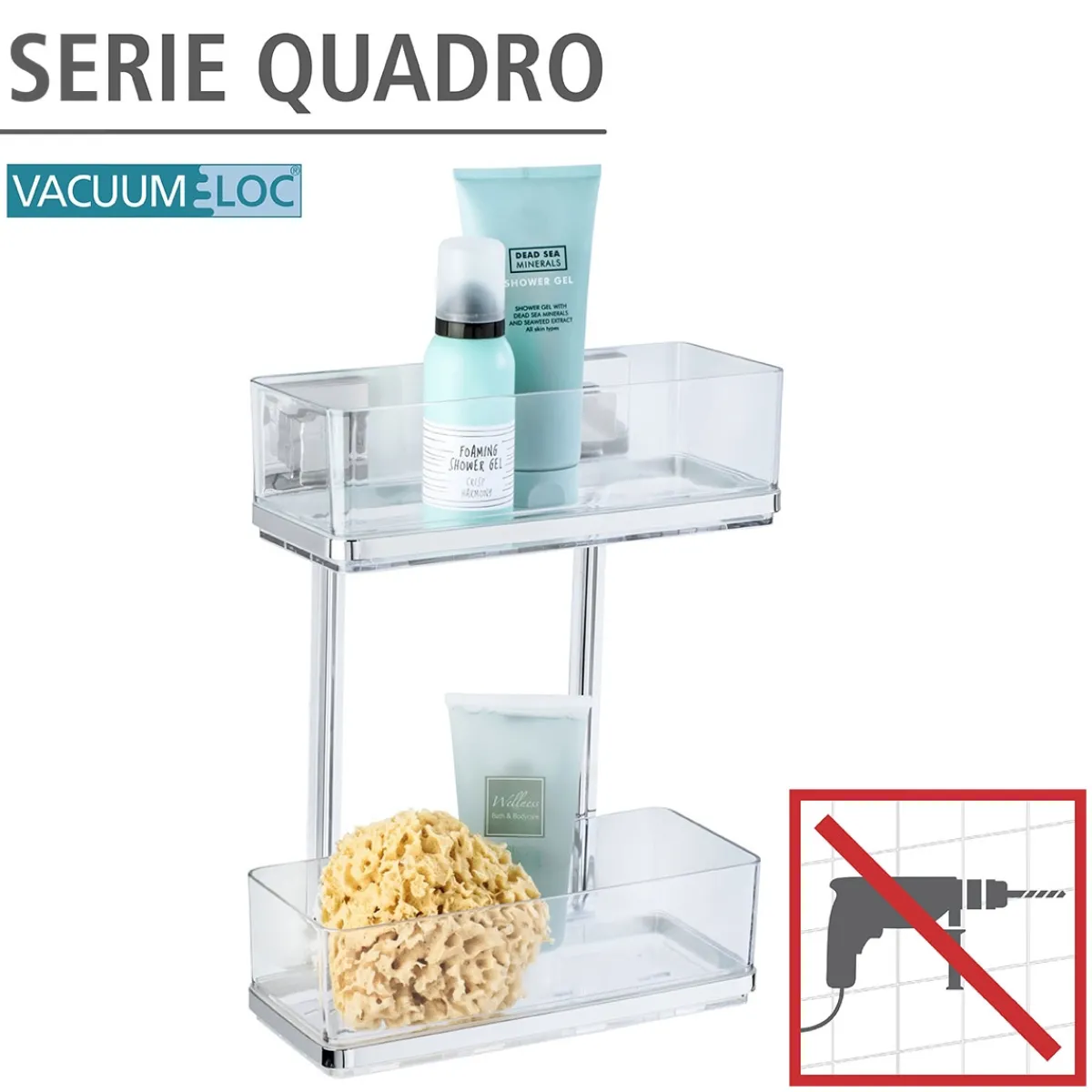 New Wenko Vacuum-Loc Wandregal Quadro 2 Etagen