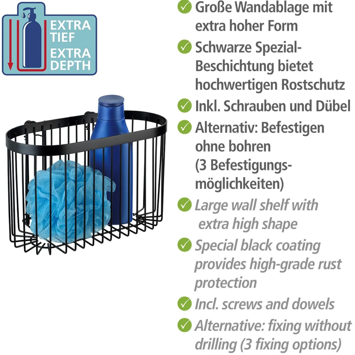 Wenko Wandablage Classic Plus schwarz