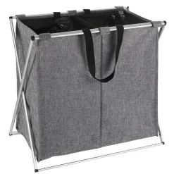 Clearance Wenko Wäschesammler Duo grau meliert 120 l