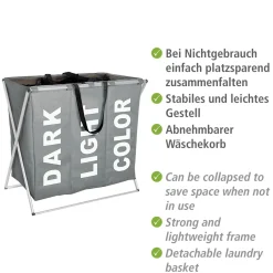 Discount Wenko Wäschesammler Trio grau 130 l