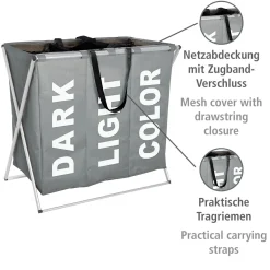 Discount Wenko Wäschesammler Trio grau 130 l