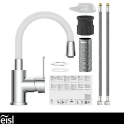 Outlet Eisl WT-Armatur Flexo chrom weiss Cold StartSchnellmontage ohne Ablaufgarnitur