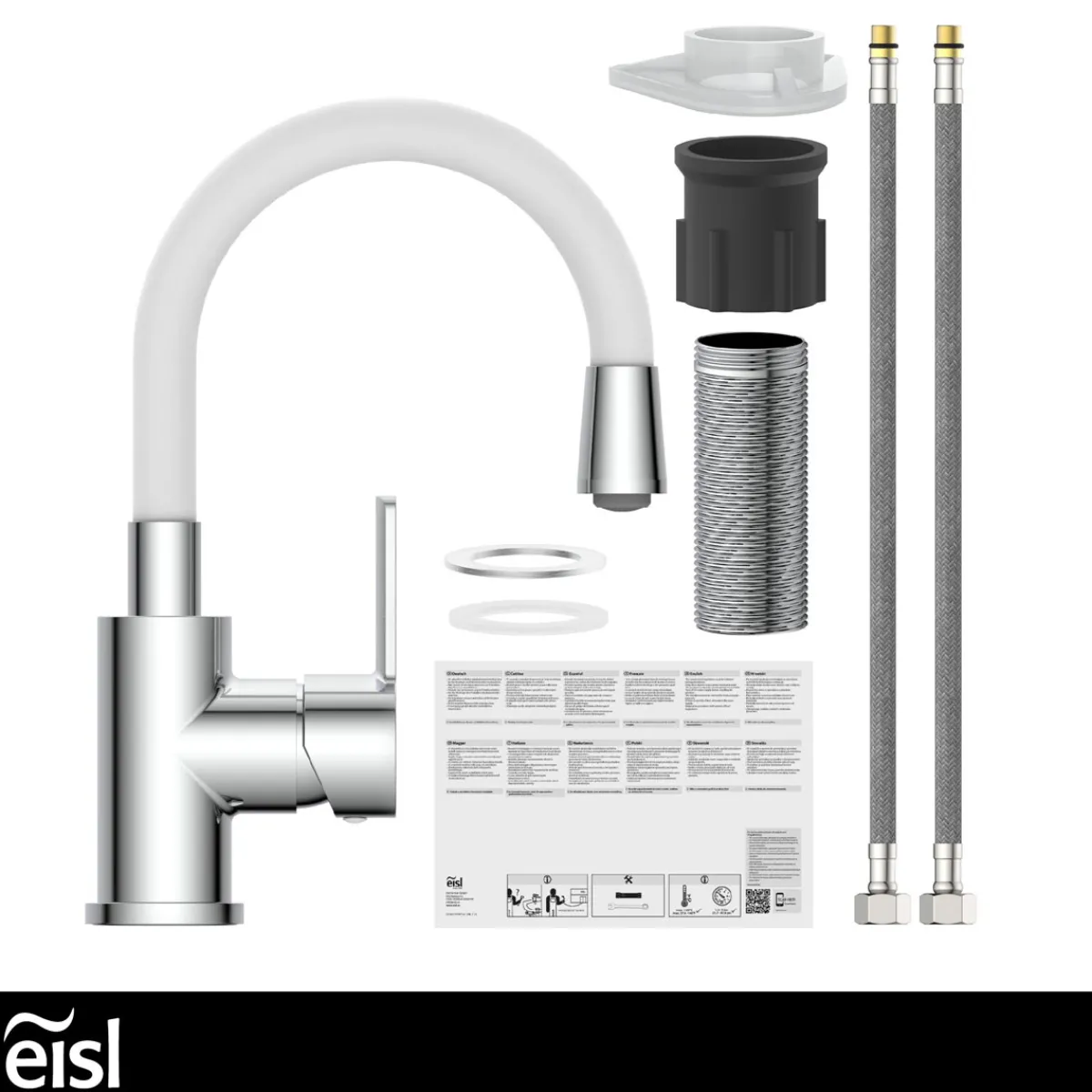 Outlet Eisl WT-Armatur Flexo chrom weiss Cold StartSchnellmontage ohne Ablaufgarnitur