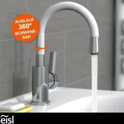 Outlet Eisl WT-Armatur Flexo chrom weiss Cold StartSchnellmontage ohne Ablaufgarnitur