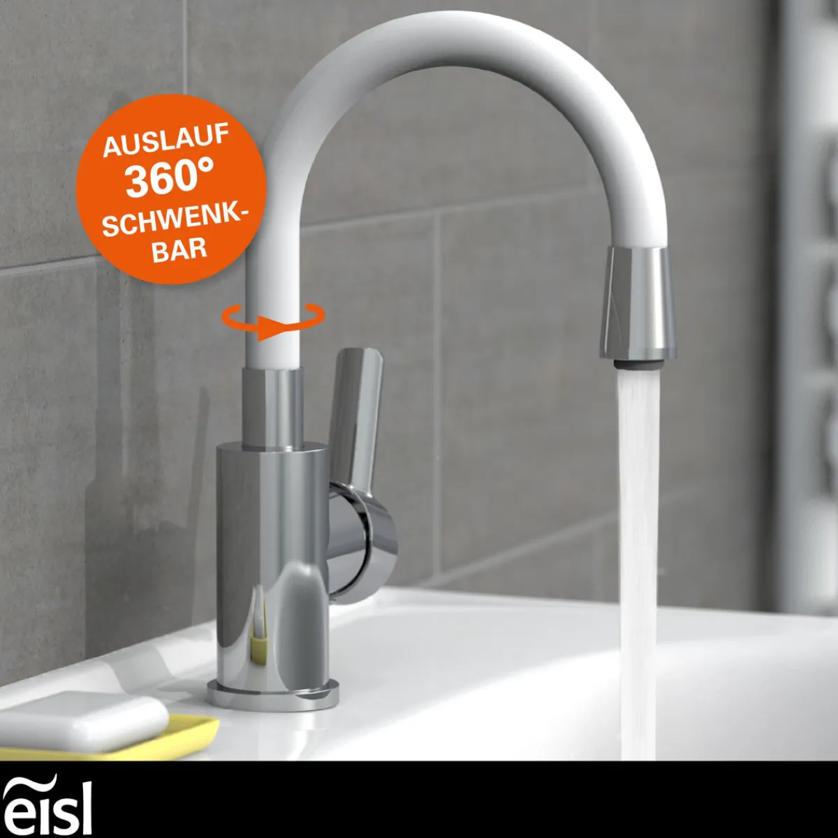 Outlet Eisl WT-Armatur Flexo chrom weiss Cold StartSchnellmontage ohne Ablaufgarnitur