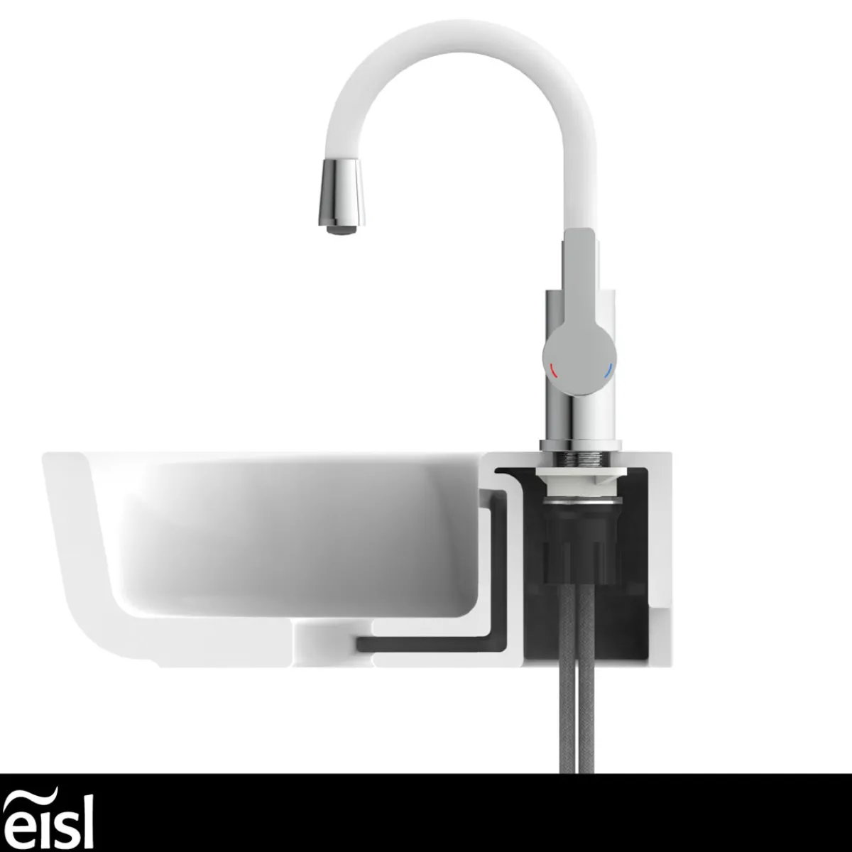 Outlet Eisl WT-Armatur Flexo chrom weiss Cold StartSchnellmontage ohne Ablaufgarnitur