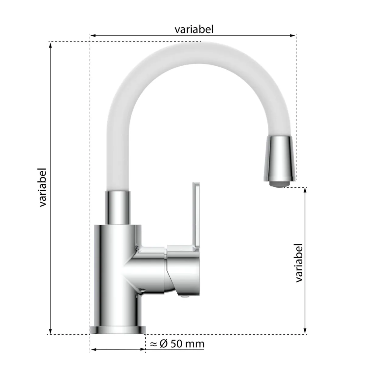 Outlet Eisl WT-Armatur Flexo chrom weiss Cold StartSchnellmontage ohne Ablaufgarnitur