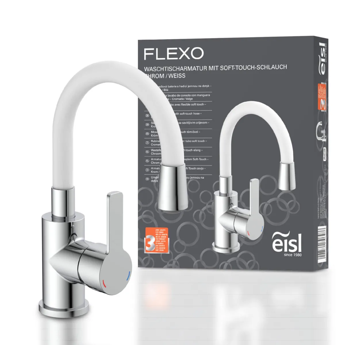Outlet Eisl WT-Armatur Flexo chrom weiss Cold StartSchnellmontage ohne Ablaufgarnitur
