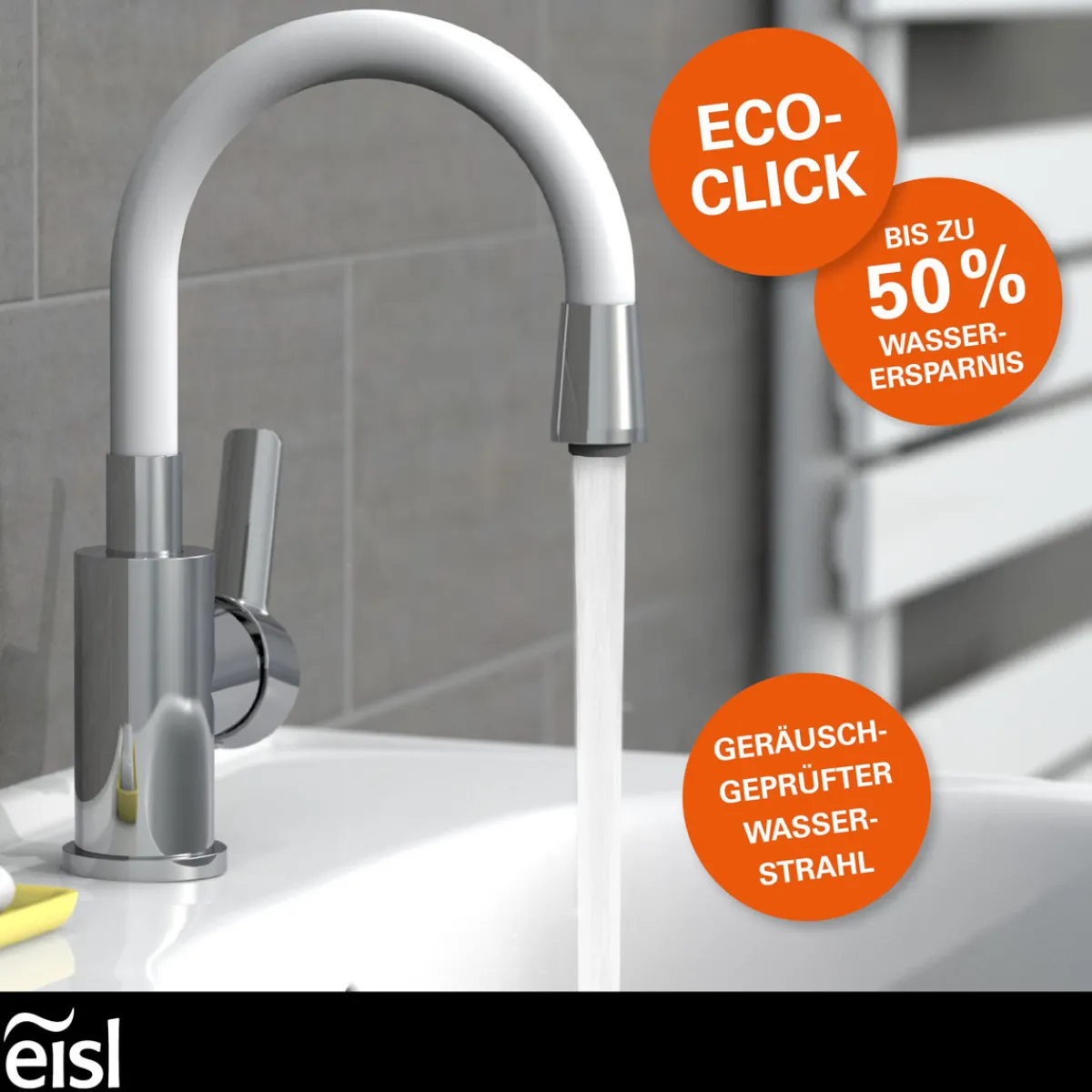 Outlet Eisl WT-Armatur Flexo chrom weiss Cold StartSchnellmontage ohne Ablaufgarnitur