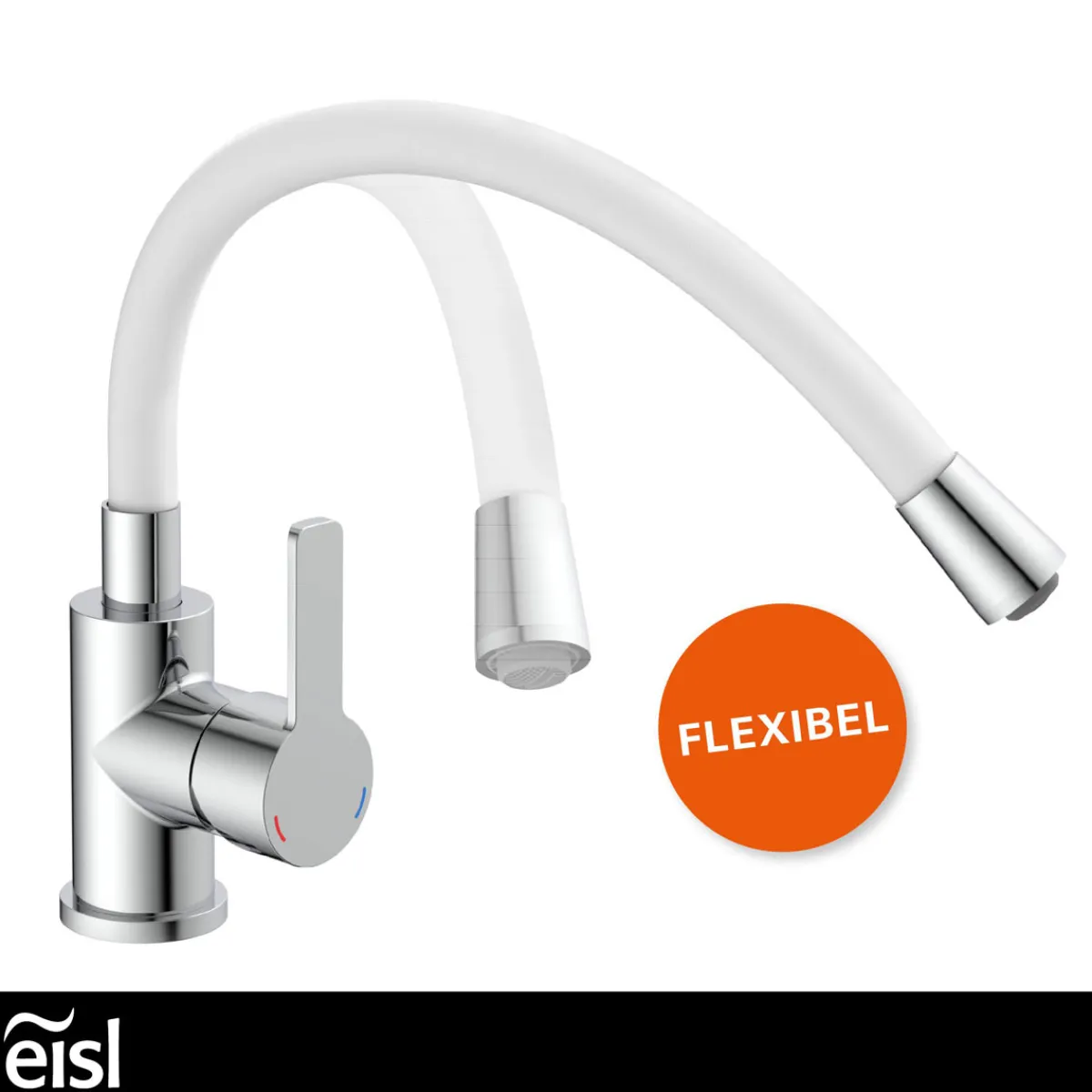 Outlet Eisl WT-Armatur Flexo chrom weiss Cold StartSchnellmontage ohne Ablaufgarnitur
