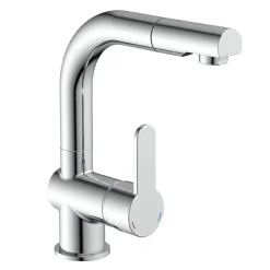 Hot Schütte WT-Armatur London chrom mit HaarbrauseKeramikkartusche inkl.Push-Open-Garnitur