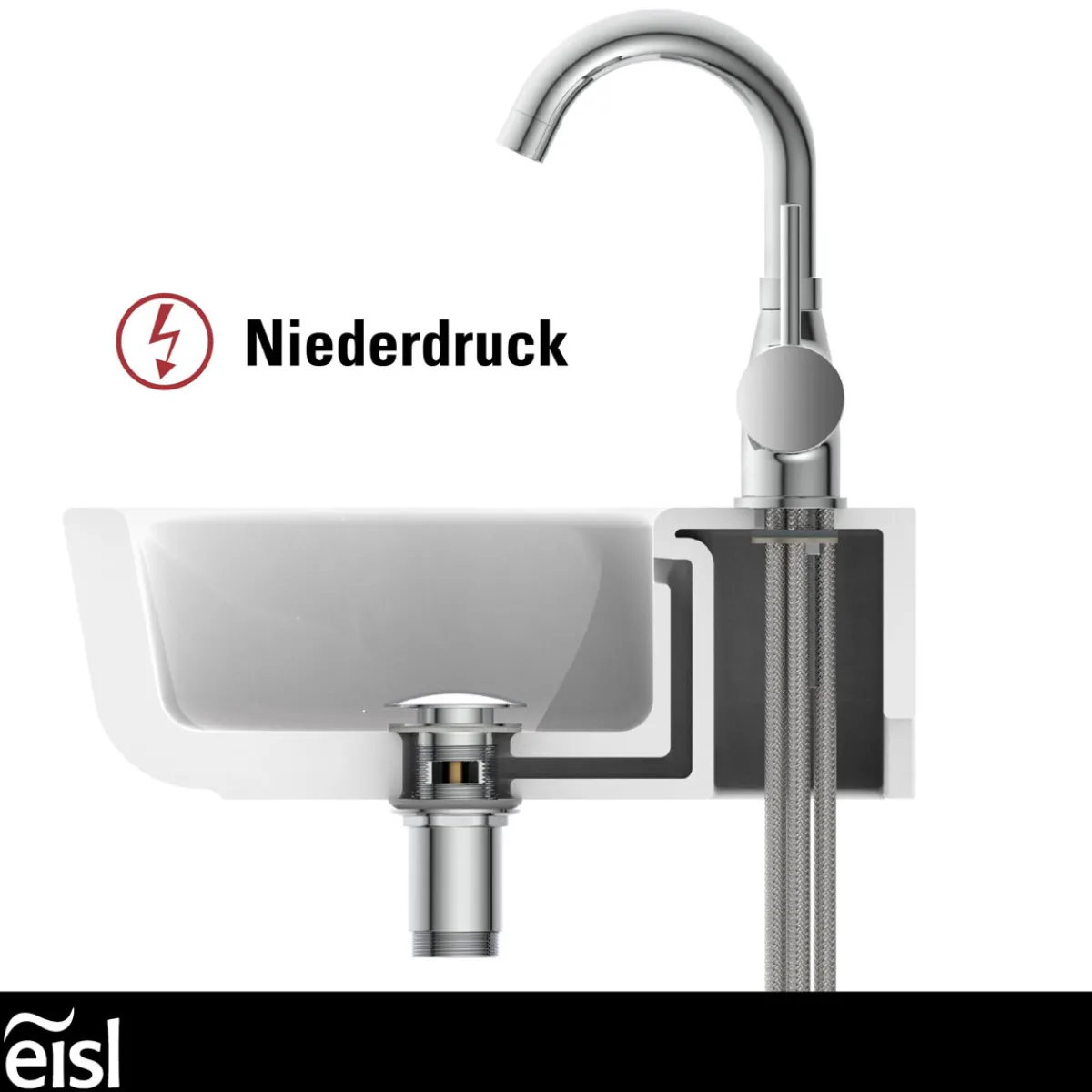Sale Eisl WT-ND-Armatur Futura chrom Cold-StartC-Auslauf schwenkbar ohne Ablaufgarnitur
